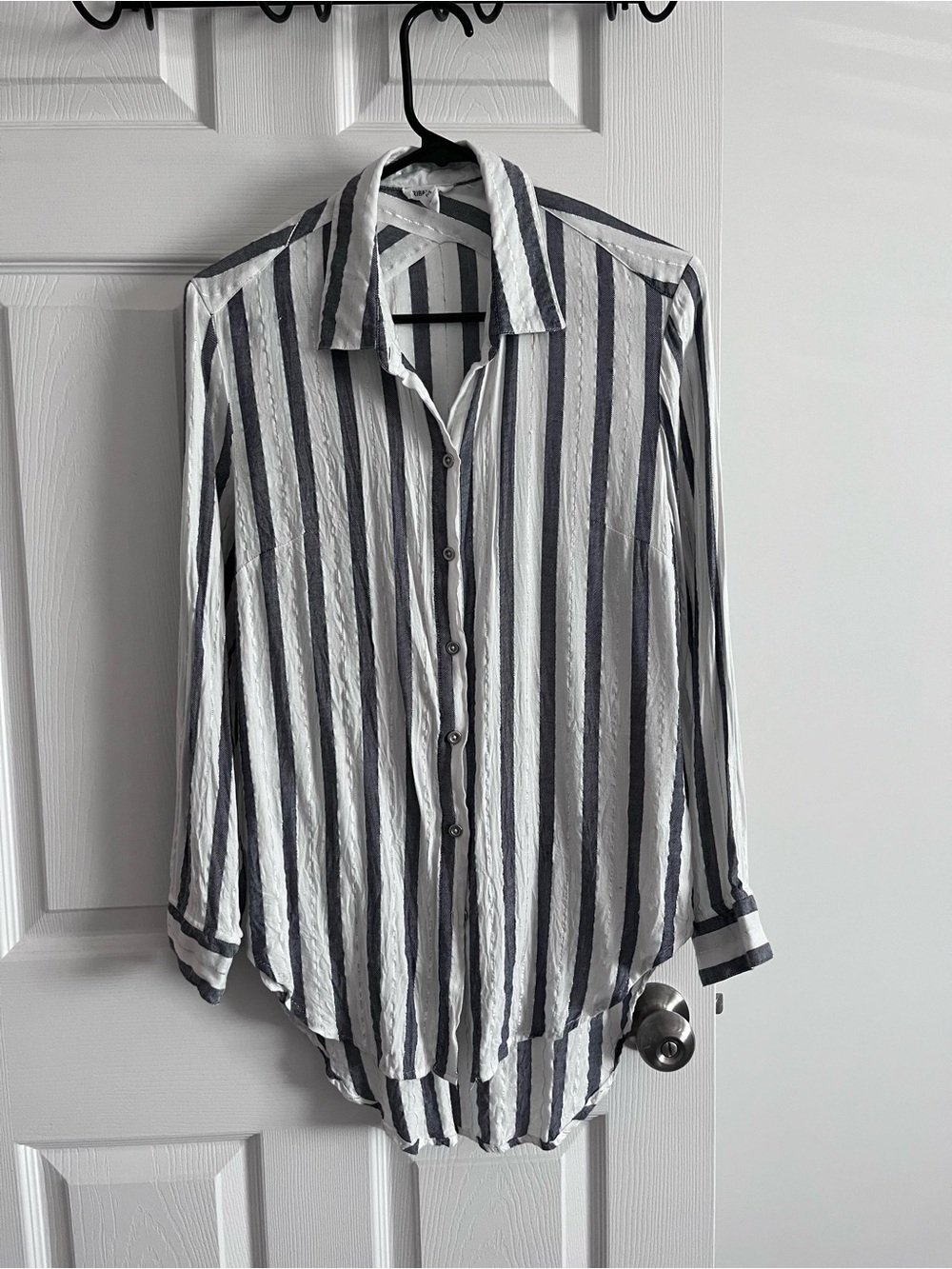 Tribal Jeans Striped Long-Sleeve Button-Up Shirt - White & Navy